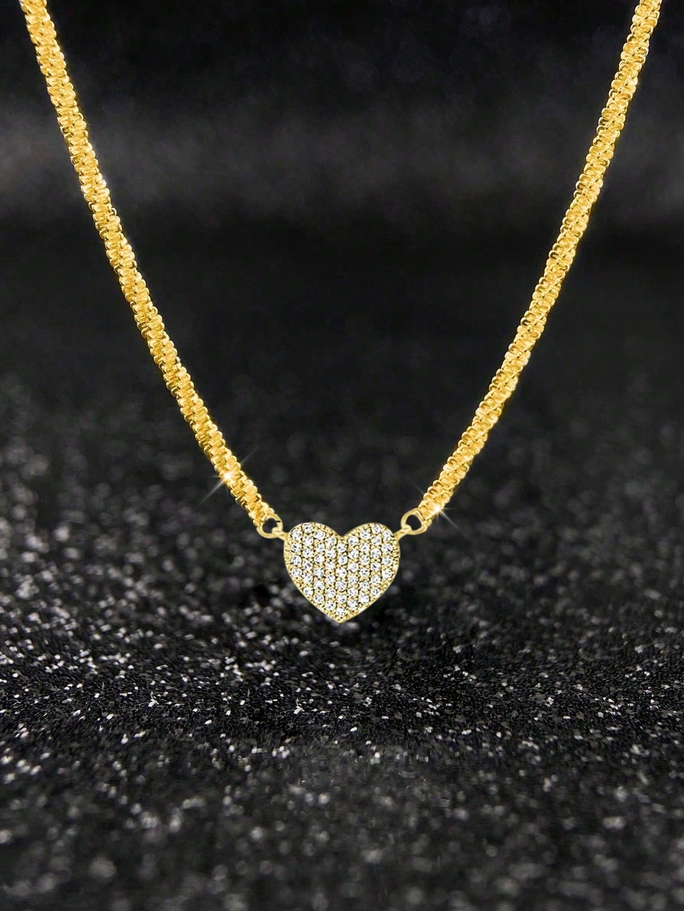 1pc 925 Sterling Silver Luxury Sparkling Cubic Zirconia Heart Pendant Necklace- Lightweight Elegant Choker Necklace, Suitable For Daily Wear, Dates, Galas And Parties, An Ideal Gift For Her