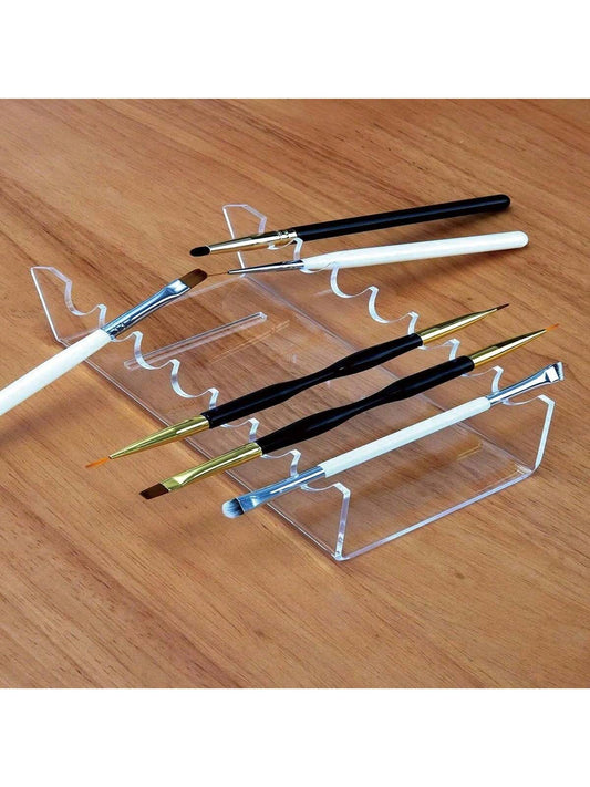 1pc Acrylic Makeup Brush Holder, Dual-Head Display Rack, Makeup Brush Drying Rack, Pen & Pencil Stand, Eyeshadow & Eyebrow Brush Holder, Transparent Or Black, Suitable For Stores, Bedrooms, Showrooms