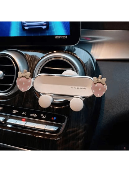 1pc Adorable Strawberry-Shaped Car Phone Holder For Girls- Fun And Functional Design- Easy Installation And Adjustable Angle- Compatible With Most Smartphones