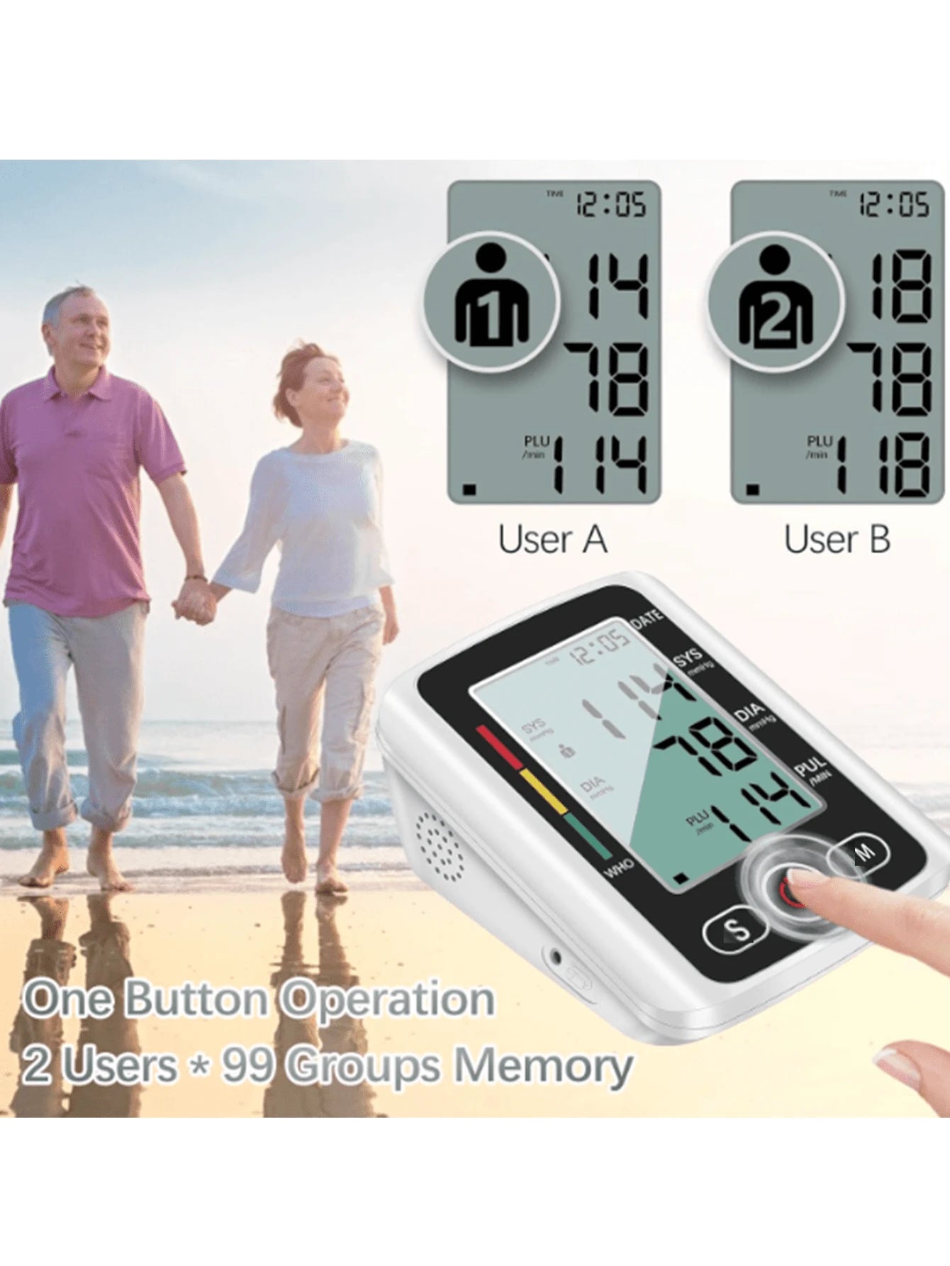1pc Arm Blood Pressure Monitor, Home Healthcare Digital LCD Display Upper Arm Blood Pressure Monitor, Heart Rate Monitor, Blood Pressure Monitor, For Measuring And Automatically Monitoring Your Family