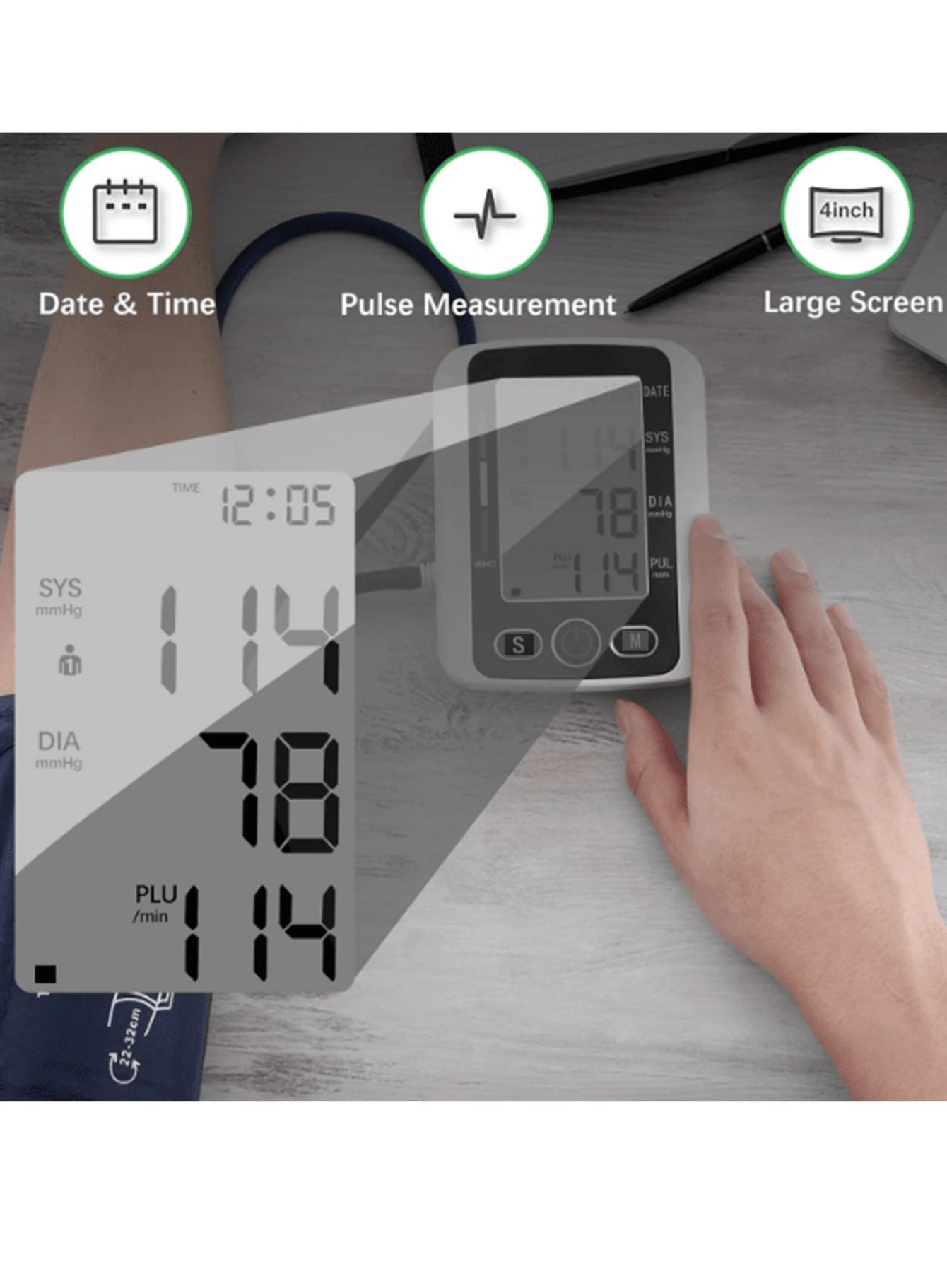 1pc Arm Blood Pressure Monitor, Home Healthcare Digital LCD Display Upper Arm Blood Pressure Monitor, Heart Rate Monitor, Blood Pressure Monitor, For Measuring And Automatically Monitoring Your Family