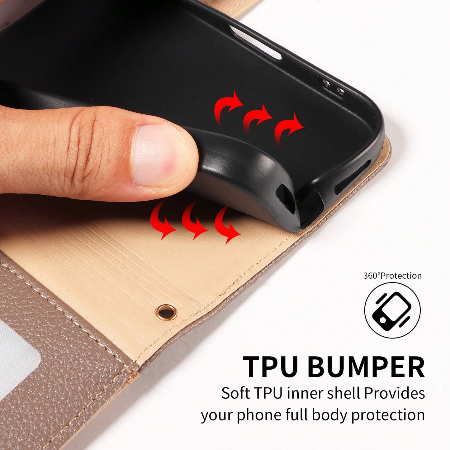 1pc Artificial Leather Zipper Wallet Phone Case Compatible With Apple 17 Pro Max, A57, Note 15 PRO, Portable Crossbody Coin Holder Protective Shell (Global Version, Not Local Model)