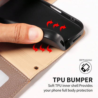 1pc Artificial Leather Zipper Wallet Phone Case Compatible With Apple 17 Pro Max, A57, Note 15 PRO, Portable Crossbody Coin Holder Protective Shell (Global Version, Not Local Model)