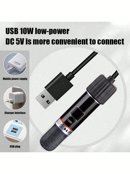 1PC Automatic Heating, Constant Temperature Mini Heater Rod, Small Aquarium USB Heater Rod, 26°C Constant Temperature Aquarium Heater, Quartz Explosion-Proof, 10W Output.