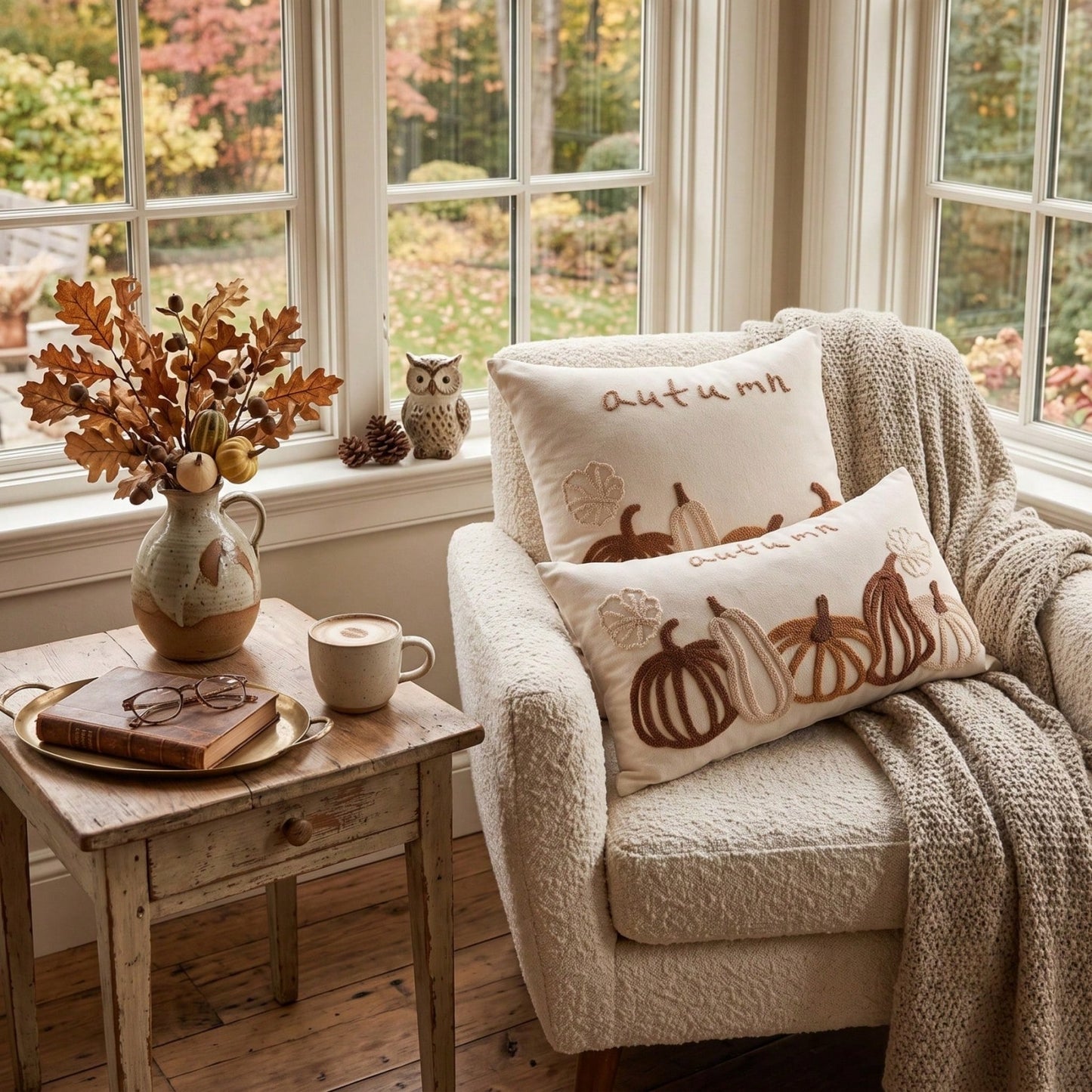 1pc Autumn Harvest Pumpkin Decorative Pillow Cover, Textured Chenille Embroidered Pillowcase, Holiday Thanksgiving Sofa Decor