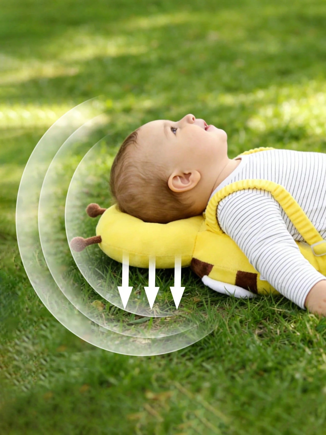 1pc Baby Crawling Head Protection Pillow, Soft Breathable Adjustable Anti-Fall Backpack Pad, Polyester Fiber Material, Suitable For 6-36 Months Infants