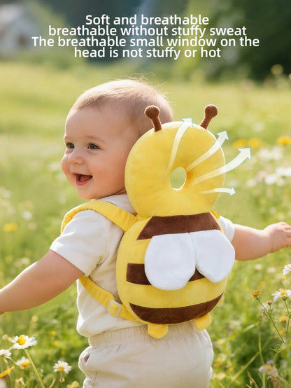 1pc Baby Crawling Head Protection Pillow, Soft Breathable Adjustable Anti-Fall Backpack Pad, Polyester Fiber Material, Suitable For 6-36 Months Infants