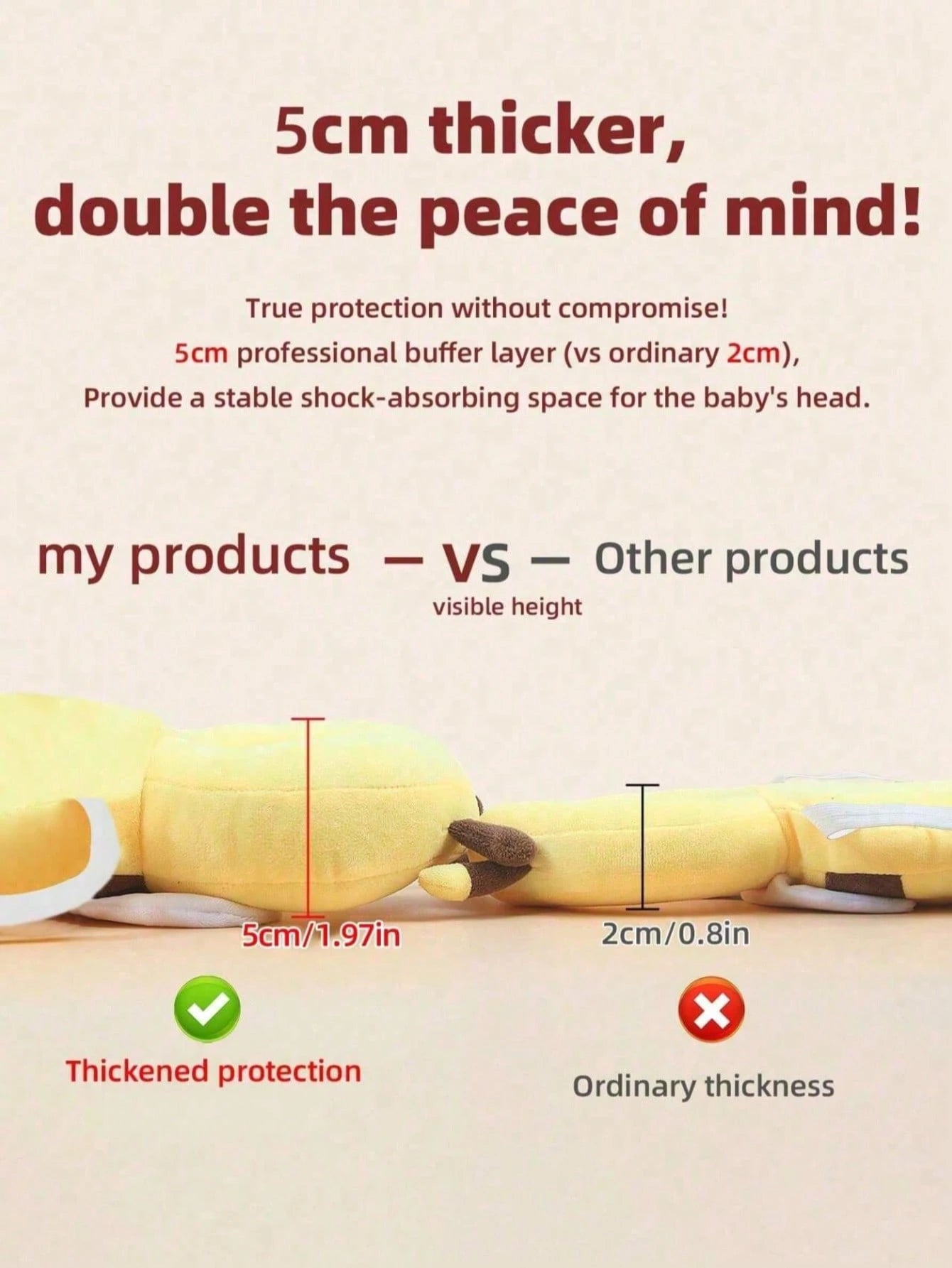 1pc Baby Crawling Head Protection Pillow, Soft Breathable Adjustable Anti-Fall Backpack Pad, Polyester Fiber Material, Suitable For 6-36 Months Infants