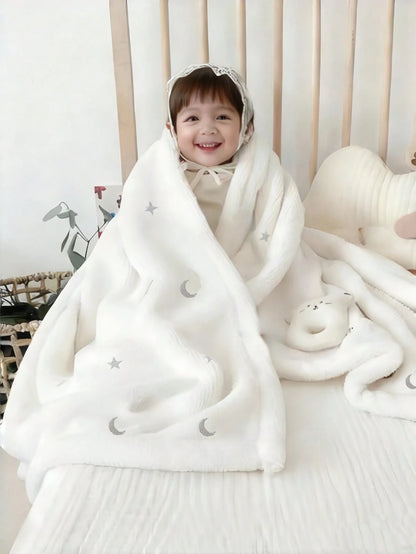 1pc Baby Embroidered Fleece Blanket, Infant Soft Throw Blanket, Multi-Bear Design All Season Portable Swaddle Wrap For Newborns