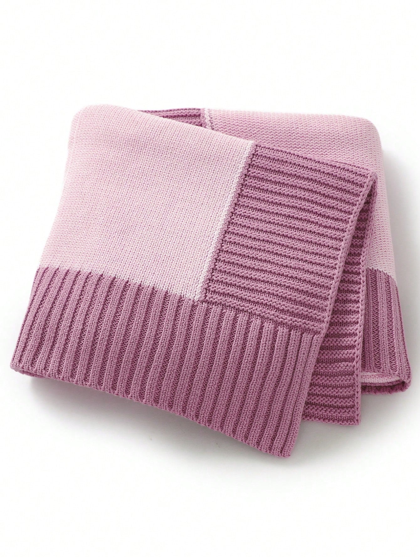 1pc Baby Knitted Patchwork Blanket, Infant Swaddle Wrap, Toddler Thick Quilt