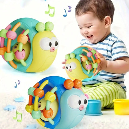 1pc Baby Rattle Toy, Soft Silicone Snail & Elephant Grab Ball Shaker, Soothing Teether For Infant Daily Parent-Child Interaction & Entertainment