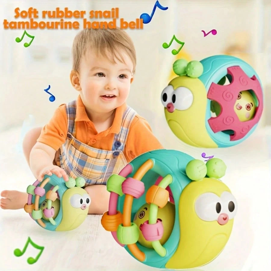 1pc Baby Rattle Toy, Soft Silicone Snail & Elephant Grab Ball Shaker, Soothing Teether For Infant Daily Parent-Child Interaction & Entertainment