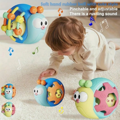 1pc Baby Rattle Toy, Soft Silicone Snail & Elephant Grab Ball Shaker, Soothing Teether For Infant Daily Parent-Child Interaction & Entertainment