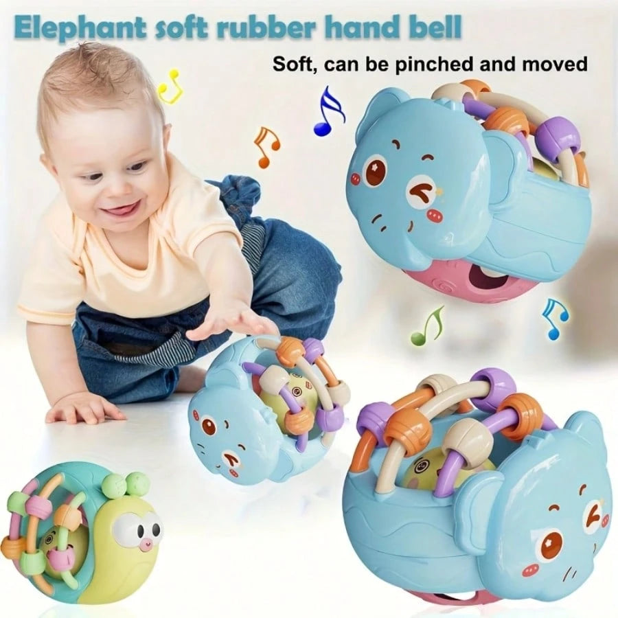 1pc Baby Rattle Toy, Soft Silicone Snail & Elephant Grab Ball Shaker, Soothing Teether For Infant Daily Parent-Child Interaction & Entertainment