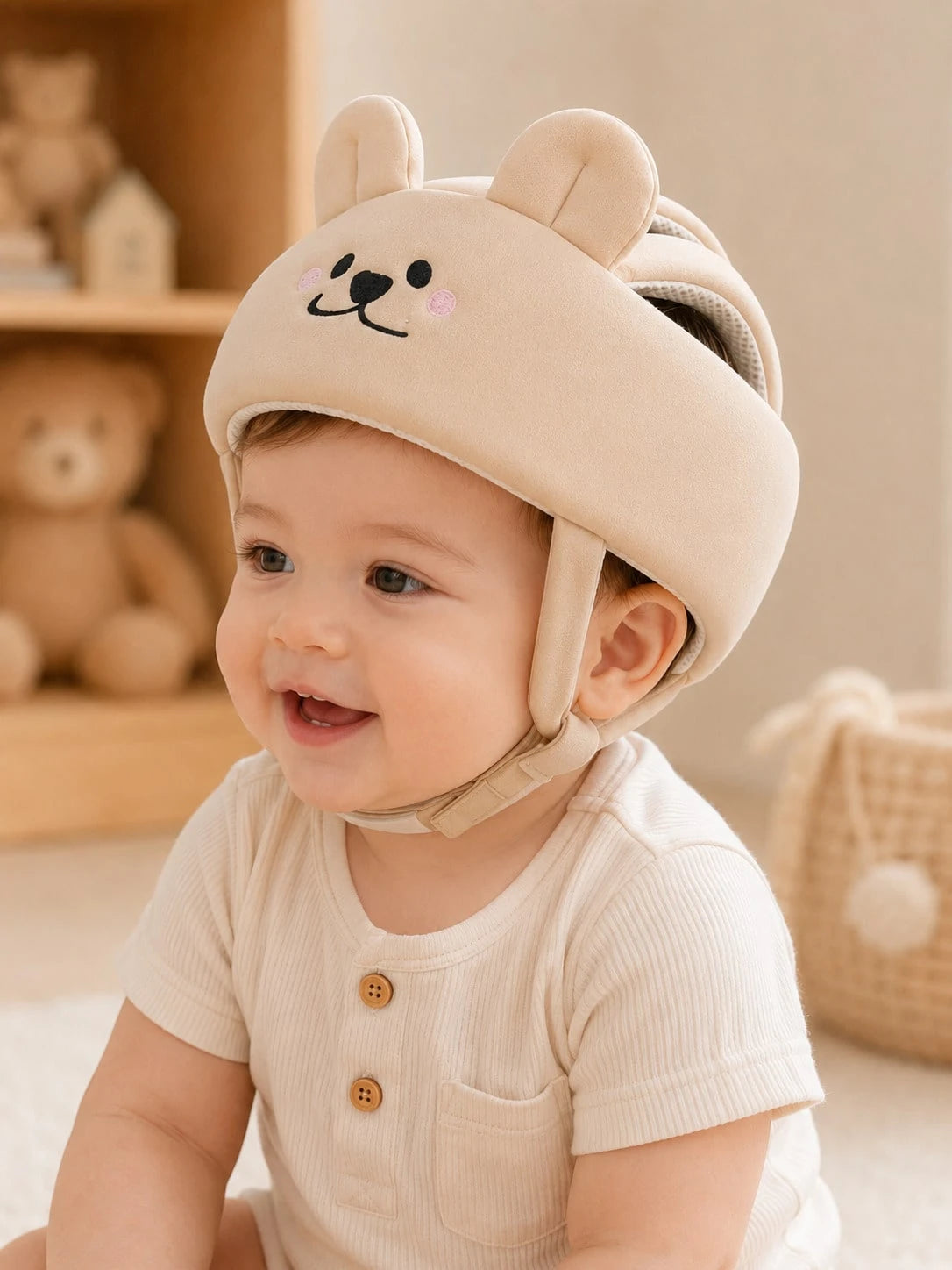 1pc Baby Toddler Anti-Collision Helmet Soft Adjustable Head Guard Cap For Crawling Walking Play Indoor Outdoor Unisex Breathable Lightweight Durable