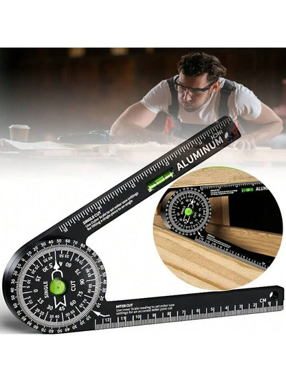 1pc Bevel Protractor With Laser Level- High Precision 360° Internal & External Angle Measurement, Ergonomic Design Suitable For Carpenters, Plumbers And Construction Industry