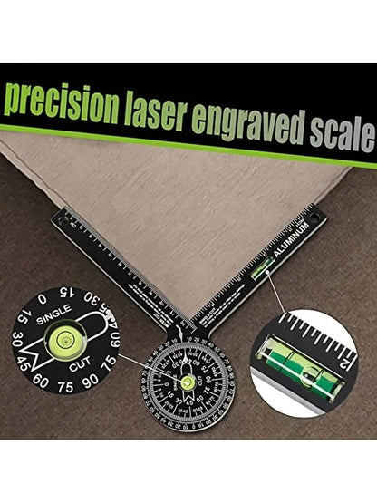 1pc Bevel Protractor With Laser Level- High Precision 360° Internal & External Angle Measurement, Ergonomic Design Suitable For Carpenters, Plumbers And Construction Industry