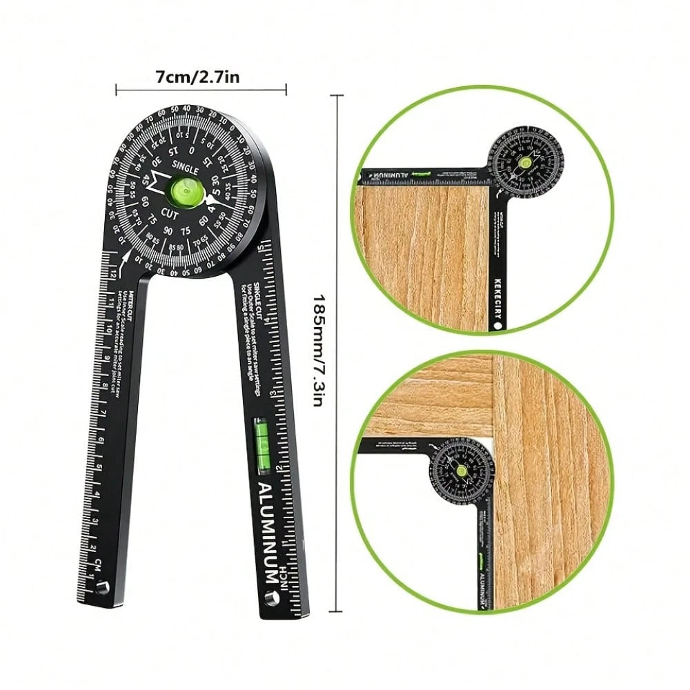 1pc Bevel Protractor With Laser Level- High Precision 360° Internal & External Angle Measurement, Ergonomic Design Suitable For Carpenters, Plumbers And Construction Industry