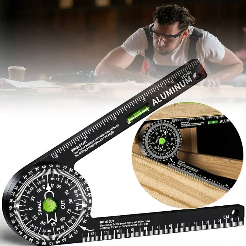 1pc Bevel Protractor With Laser Level- High Precision 360° Internal & External Angle Measurement, Ergonomic Design Suitable For Carpenters, Plumbers And Construction Industry