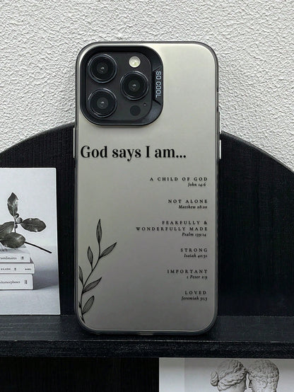 1pc Bible Verse Design Shockproof Protective Phone Case Compatible With 16 Pro Max 15 14 Plus 13 12 11 Religious Christian Scripture Quote Pattern Soft Silicone Bumper Cover Anti-Scratch Durable Phone