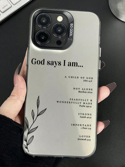 1pc Bible Verse Design Shockproof Protective Phone Case Compatible With 16 Pro Max 15 14 Plus 13 12 11 Religious Christian Scripture Quote Pattern Soft Silicone Bumper Cover Anti-Scratch Durable Phone