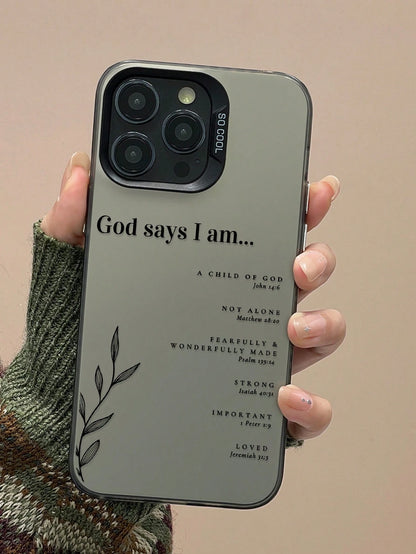 1pc Bible Verse Design Shockproof Protective Phone Case Compatible With 16 Pro Max 15 14 Plus 13 12 11 Religious Christian Scripture Quote Pattern Soft Silicone Bumper Cover Anti-Scratch Durable Phone