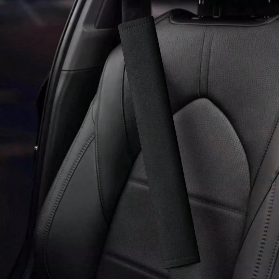 1pc Black Car Seat Belt Shoulder Pad Cover, Long Truck Belt Protector, Universal For All Seasons