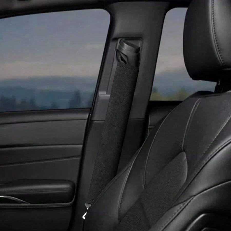 1pc Black Car Seat Belt Shoulder Pad Cover, Long Truck Belt Protector, Universal For All Seasons