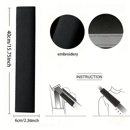 1pc Black Car Seat Belt Shoulder Pad Cover, Long Truck Belt Protector, Universal For All Seasons