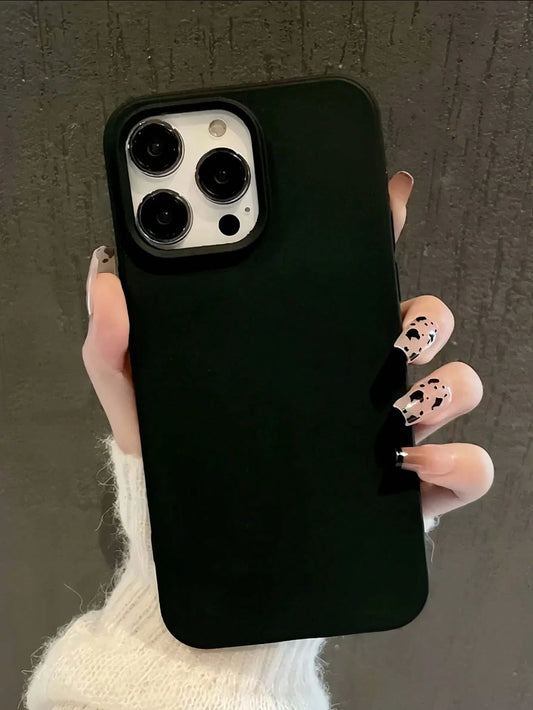 1pc Black Solid Color TPU Phone Case Compatible With IPhone 17 Pro Max, 11/12/13/14 Plus, 7/8 Plus, XR/7/8 Plus, 15 Pro Max, 17 Air, 16 Pro Max, Shockproof Protective Cover
