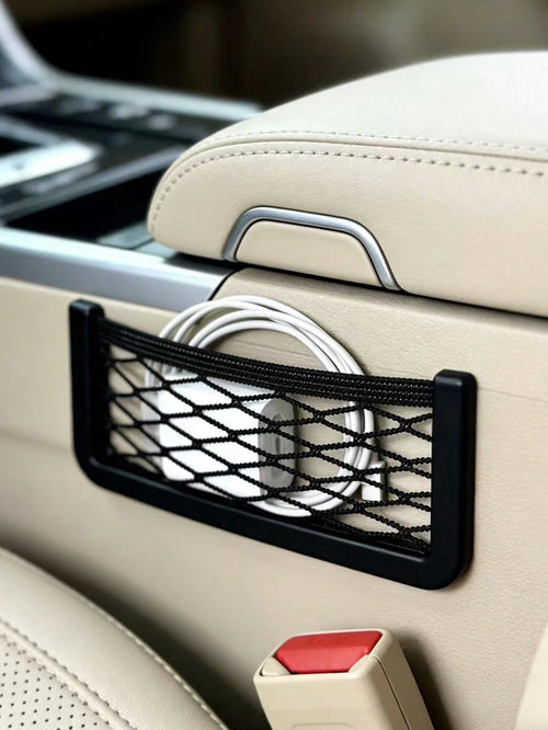 1pc Black Storage Net Bag, Car Seat Storage Net, Center Console Storage Net, Auto Accessories