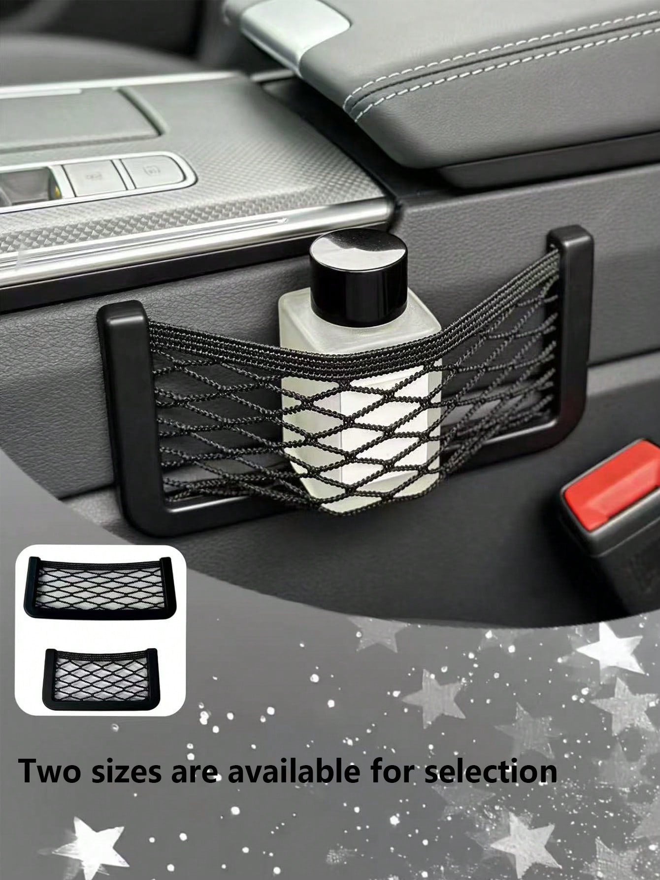 1pc Black Storage Net Bag, Car Seat Storage Net, Center Console Storage Net, Auto Accessories