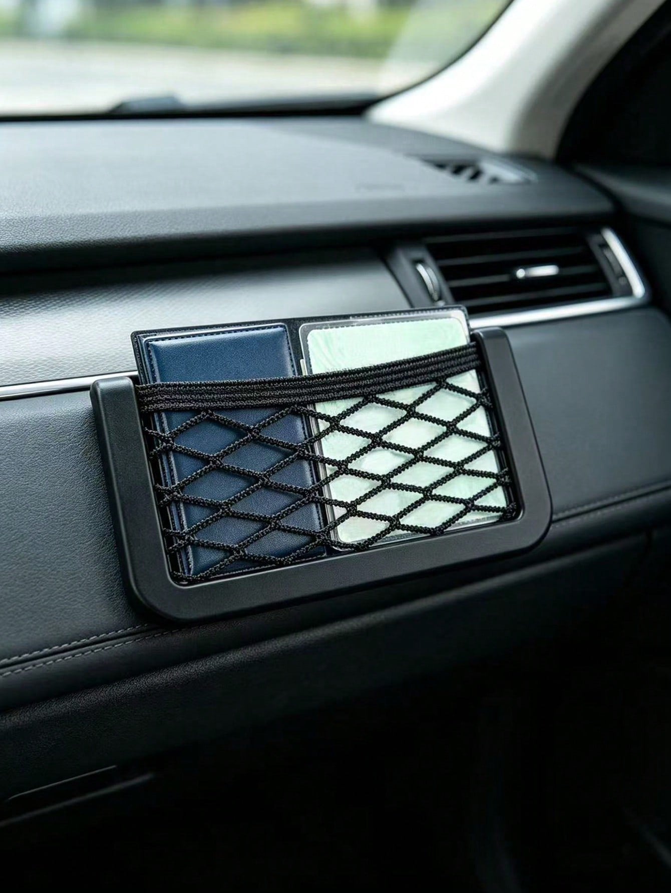 1pc Black Storage Net Bag, Car Seat Storage Net, Center Console Storage Net, Auto Accessories
