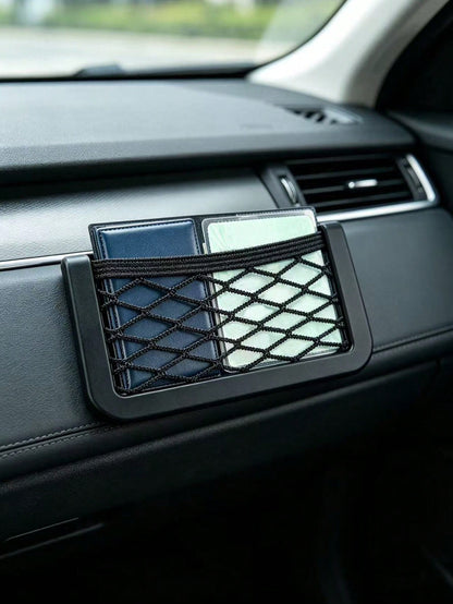 1pc Black Storage Net Bag, Car Seat Storage Net, Center Console Storage Net, Auto Accessories