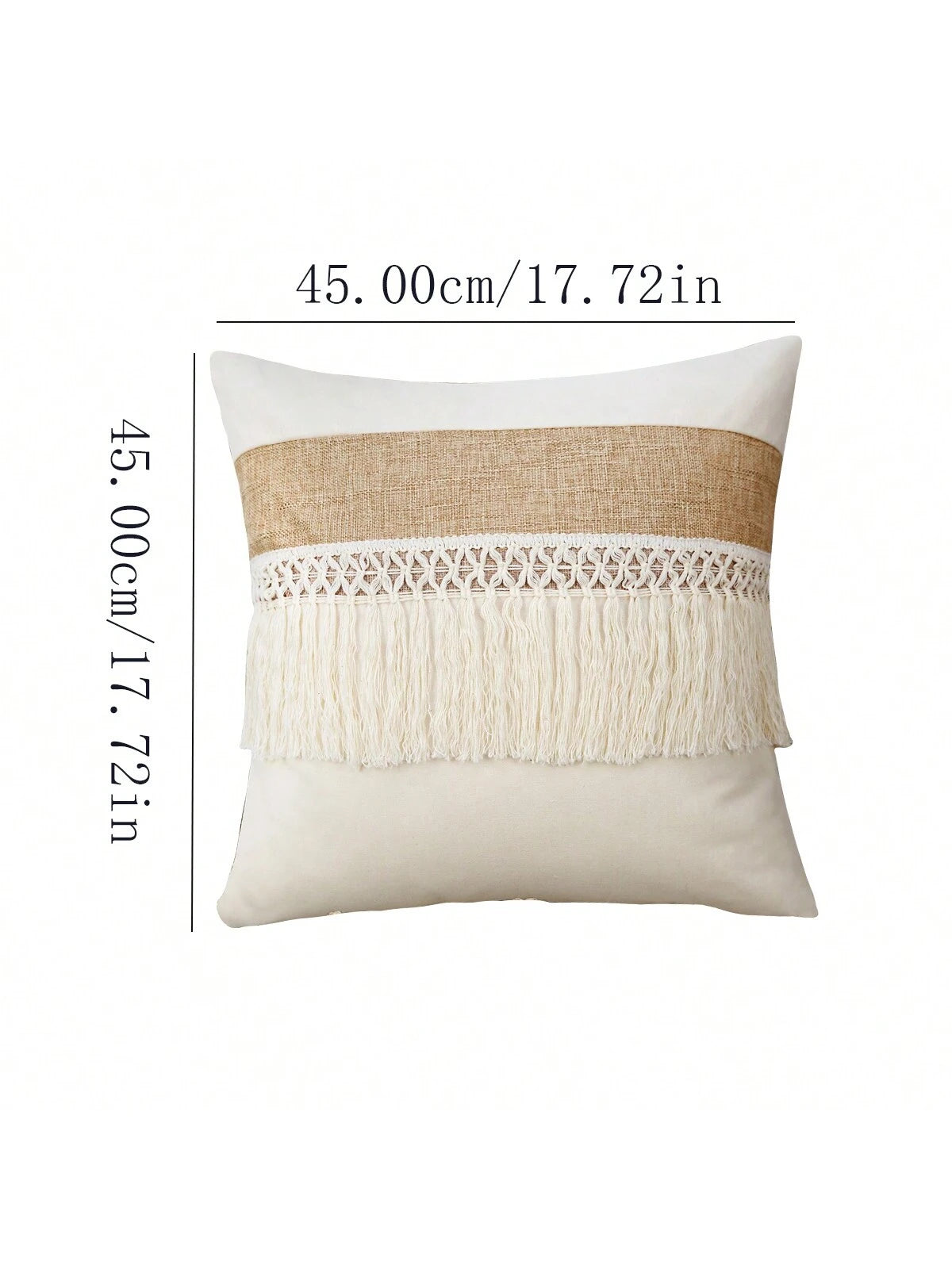 1pc Boho Tassel Throw Pillow Cover, Patchwork Canvas Living Room Cushion Cover (Pillow Insert Not Included)