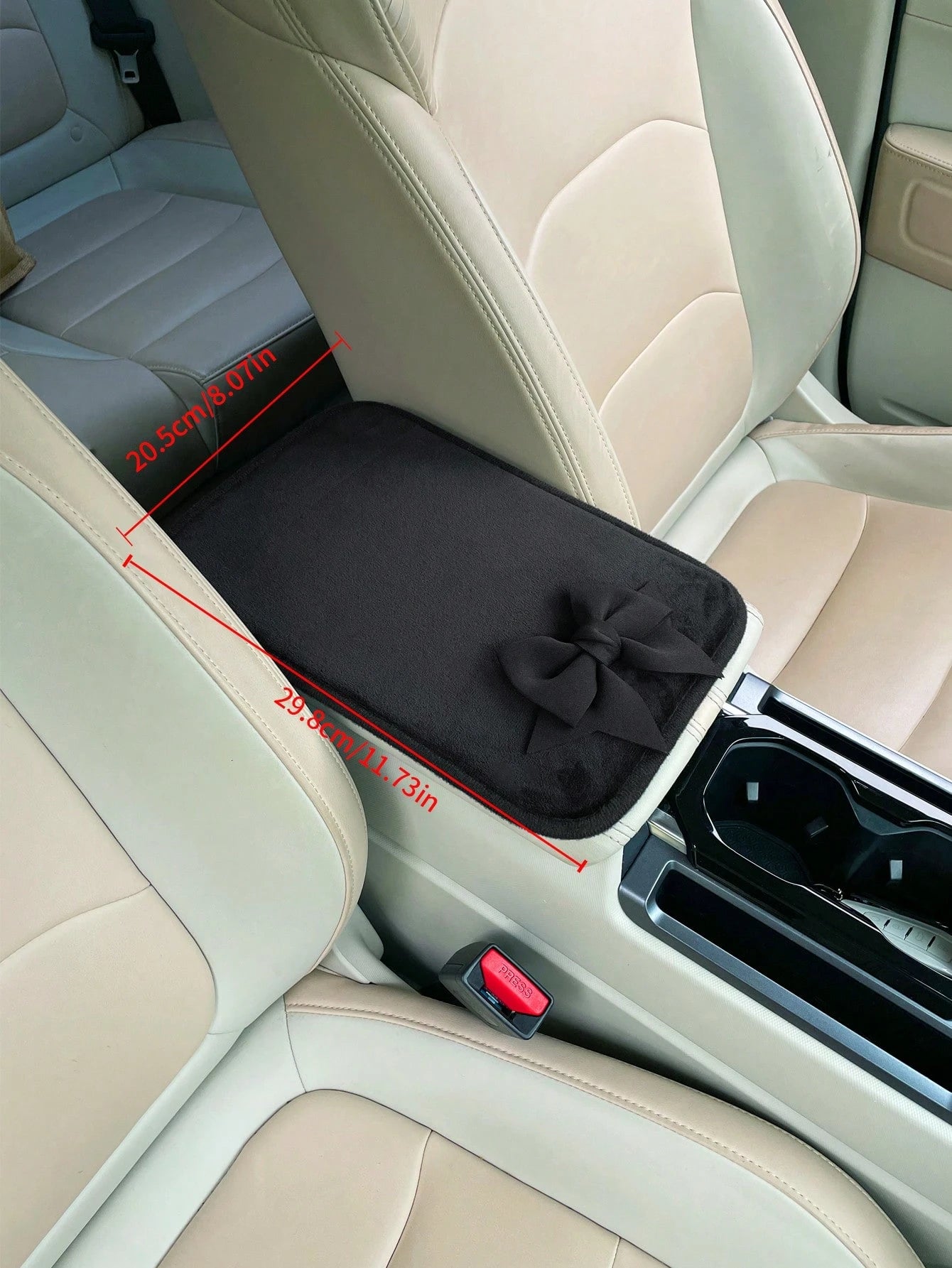 1pc Bow Decor Car Armrest Box Pad, Creative Non-Slip Central Console Cushion Cover,Car Accessories Women
