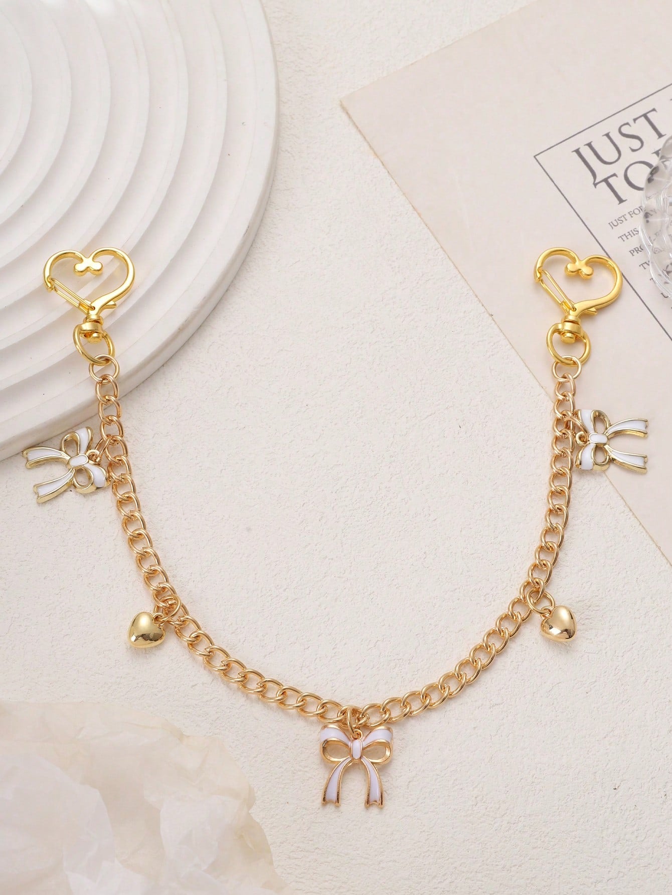 1pc Bowknot Pattern Handbag Chain Accessory, White Bowknot Pendant Handbag Extension Chain, Decorative And Replaceable Metal Bag Chain, Fashion Pendant, Beach Vacation Style, Bowknot Y2K Kawaii Keycha