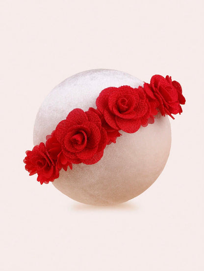 1pc Burgundy Layered Rose Flower Baby Headband Love Valentine