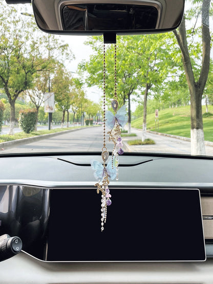 1pc Butterfly Car Pendant Interior Decoration Ornament, Rearview Mirror Hanging Decor For Women