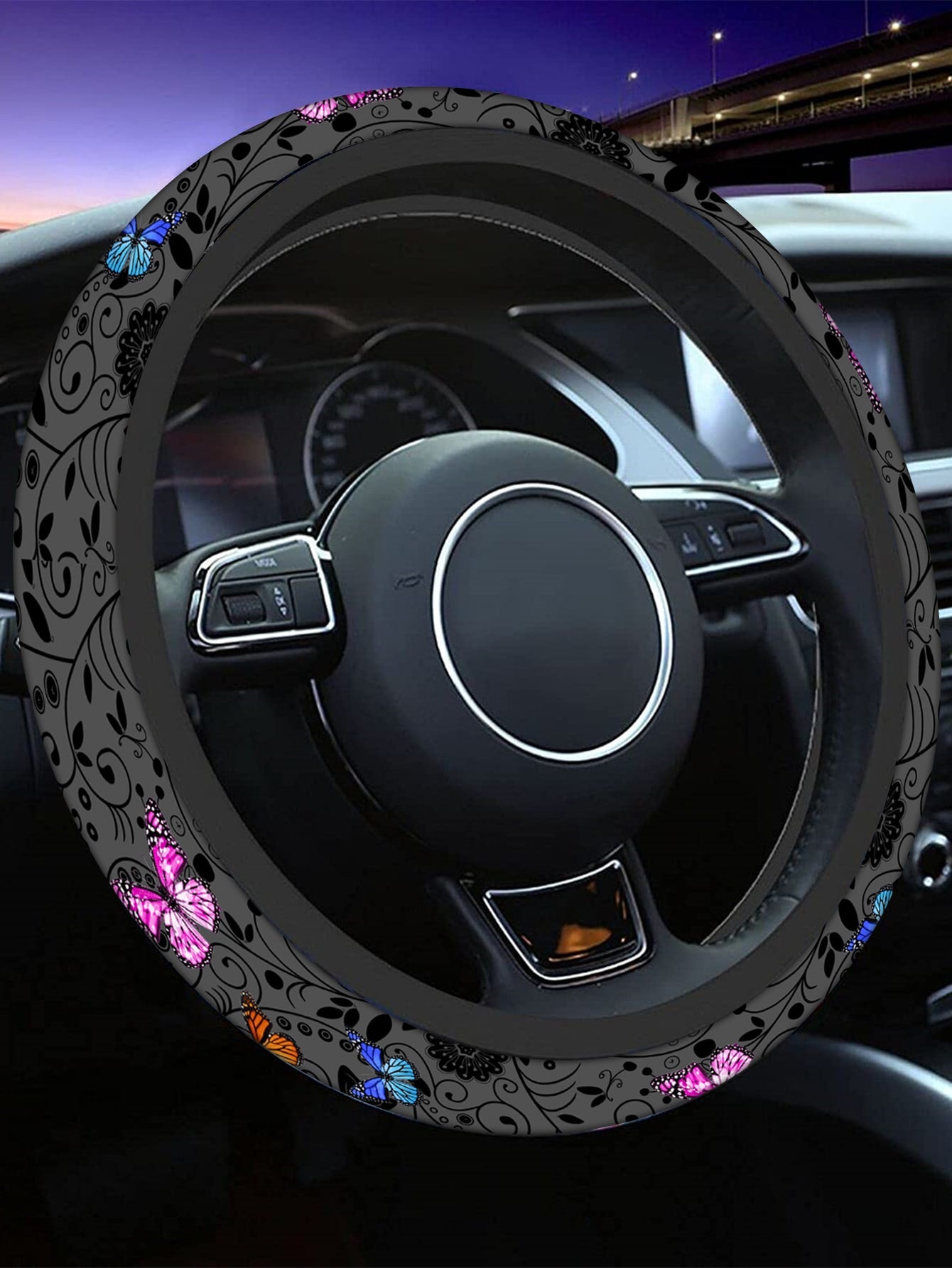 1pc Butterfly Pattern Car Steering Wheel Cover