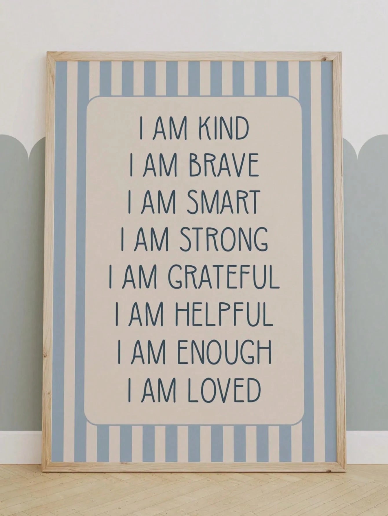 1pc Canvas Waterproof Children's Room Decor Poster, Framed Wall Art, Positive Message Poster, Positive Print, Children's Playroom Print, Nursery Print, Children's Positive Affirmations, Suitable For C
