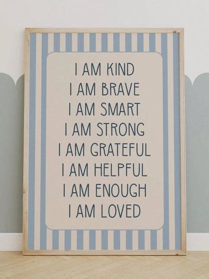 1pc Canvas Waterproof Children's Room Decor Poster, Framed Wall Art, Positive Message Poster, Positive Print, Children's Playroom Print, Nursery Print, Children's Positive Affirmations, Suitable For C