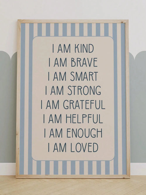 1pc Canvas Waterproof Children's Room Decor Poster, Framed Wall Art, Positive Message Poster, Positive Print, Children's Playroom Print, Nursery Print, Children's Positive Affirmations, Suitable For C