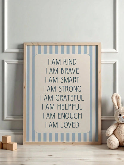 1pc Canvas Waterproof Children's Room Decor Poster, Framed Wall Art, Positive Message Poster, Positive Print, Children's Playroom Print, Nursery Print, Children's Positive Affirmations, Suitable For C