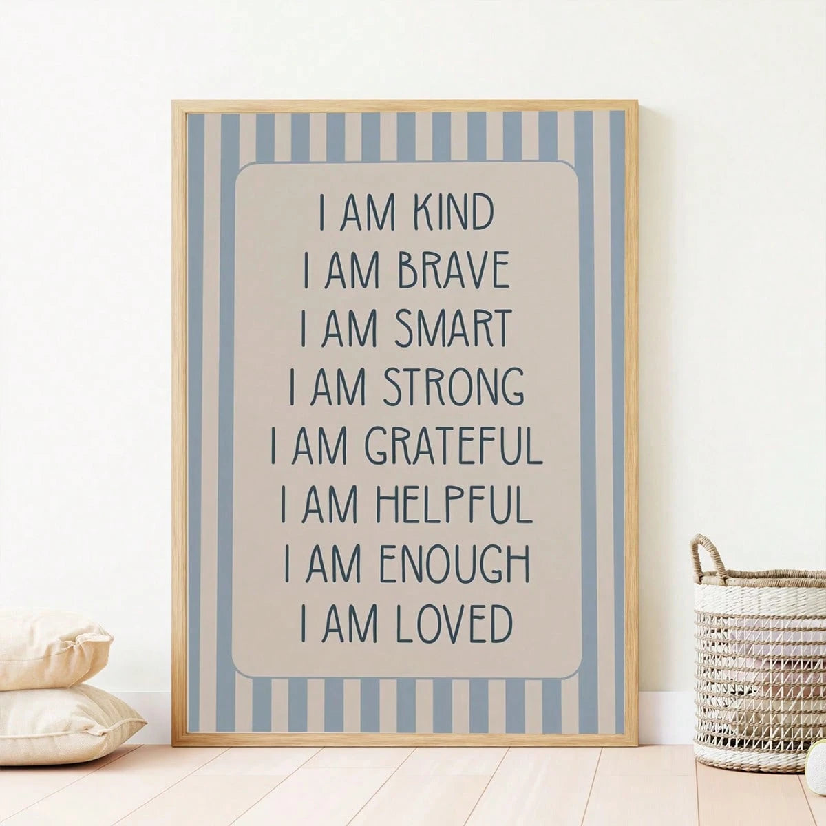1pc Canvas Waterproof Children's Room Decor Poster, Framed Wall Art, Positive Message Poster, Positive Print, Children's Playroom Print, Nursery Print, Children's Positive Affirmations, Suitable For C