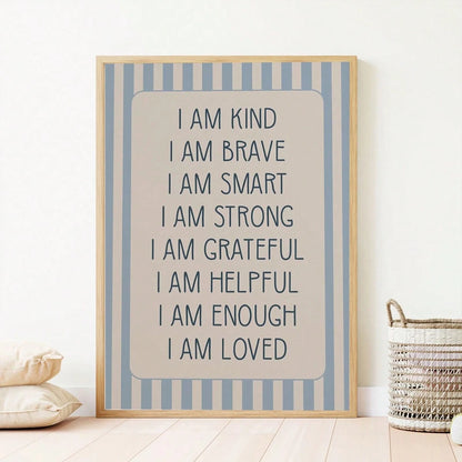 1pc Canvas Waterproof Children's Room Decor Poster, Framed Wall Art, Positive Message Poster, Positive Print, Children's Playroom Print, Nursery Print, Children's Positive Affirmations, Suitable For C