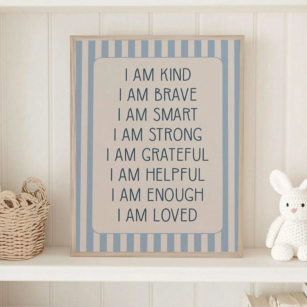 1pc Canvas Waterproof Children's Room Decor Poster, Framed Wall Art, Positive Message Poster, Positive Print, Children's Playroom Print, Nursery Print, Children's Positive Affirmations, Suitable For C