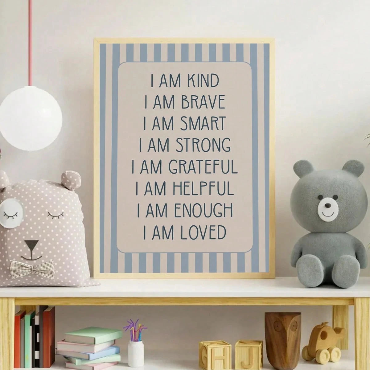 1pc Canvas Waterproof Children's Room Decor Poster, Framed Wall Art, Positive Message Poster, Positive Print, Children's Playroom Print, Nursery Print, Children's Positive Affirmations, Suitable For C