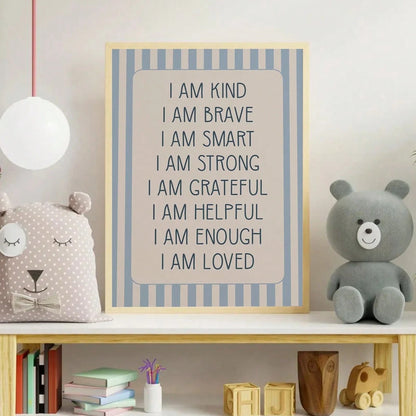 1pc Canvas Waterproof Children's Room Decor Poster, Framed Wall Art, Positive Message Poster, Positive Print, Children's Playroom Print, Nursery Print, Children's Positive Affirmations, Suitable For C