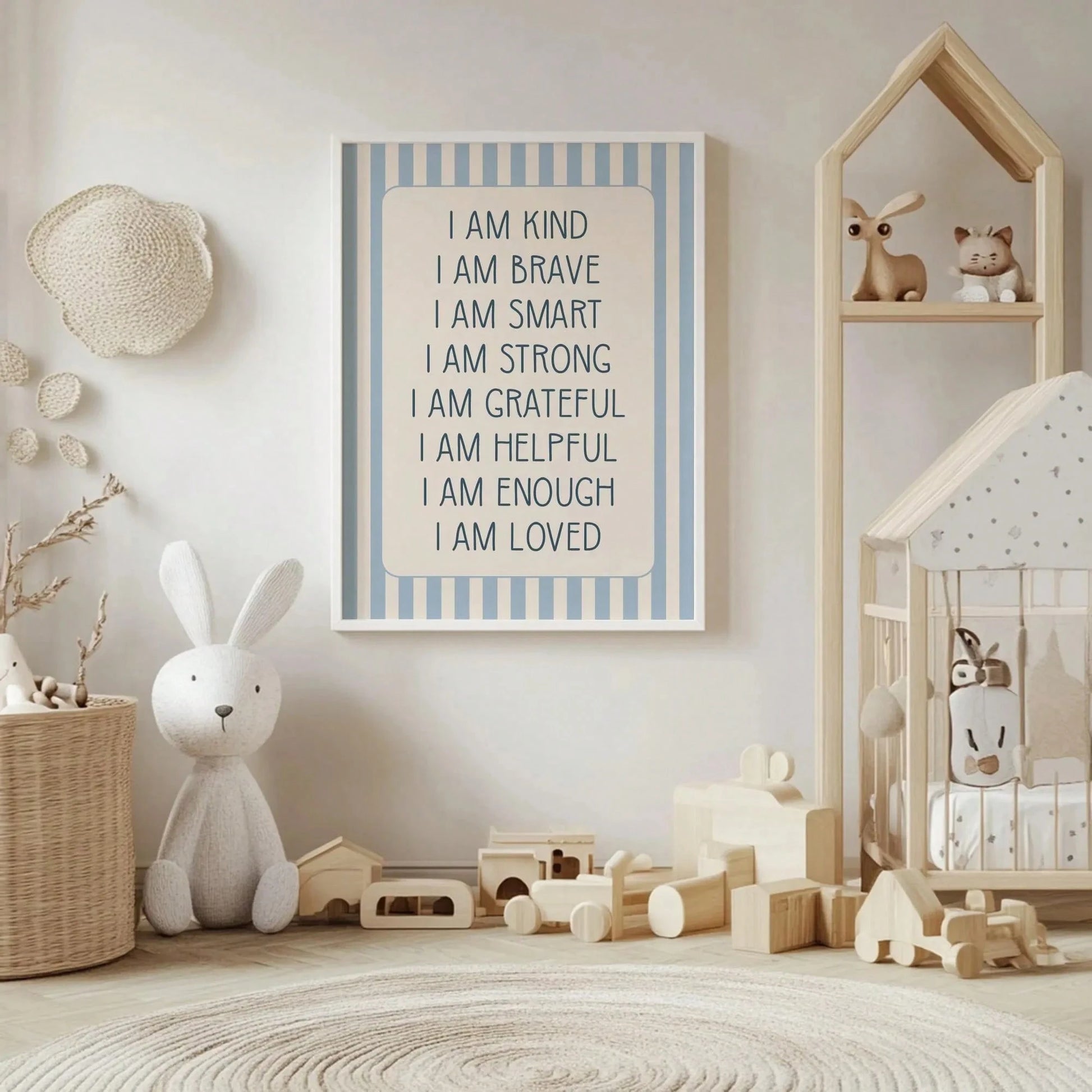 1pc Canvas Waterproof Children's Room Decor Poster, Framed Wall Art, Positive Message Poster, Positive Print, Children's Playroom Print, Nursery Print, Children's Positive Affirmations, Suitable For C